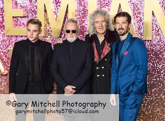 (L-R) Ben Hardy, Roger Taylor, Brian May, Gwilym Lee _ 83327